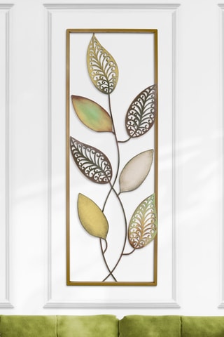 Decorazione da parete - 32 x 3 x 90 cm - Dorato e marrone