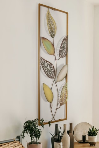 Decorazione da parete - 32 x 3 x 90 cm - Dorato e marrone