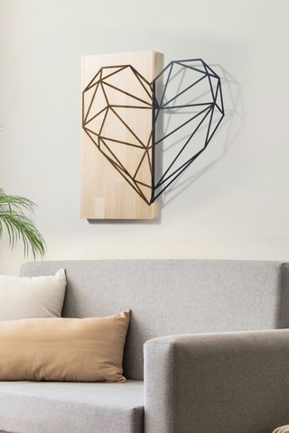 Decorazione da parete in legno - 57,5 x 57,5 cm - Neutro e nero