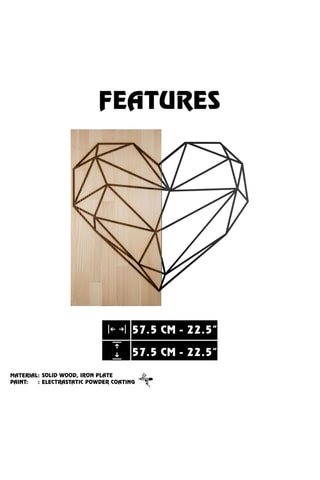 Decorazione da parete in legno - 57,5 x 57,5 cm - Neutro e nero