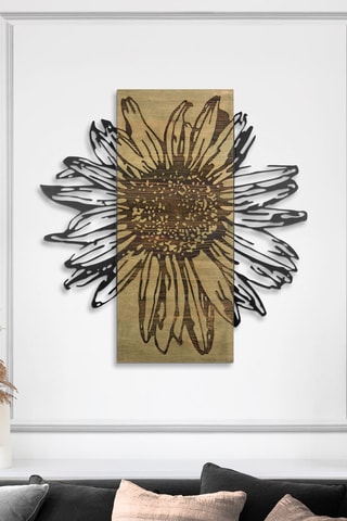 Decorazione da parete in legno - 56 x 57,5 cm - Neutro e nero