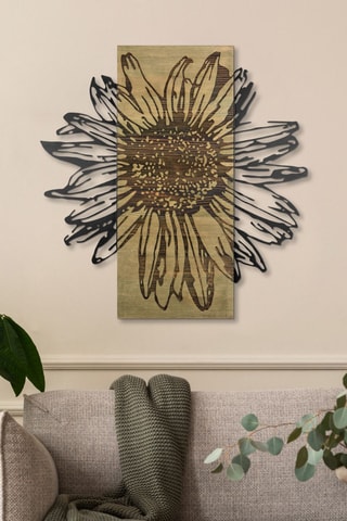 Decorazione da parete in legno - 56 x 57,5 cm - Neutro e nero