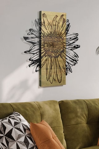 Decorazione da parete in legno - 56 x 57,5 cm - Neutro e nero