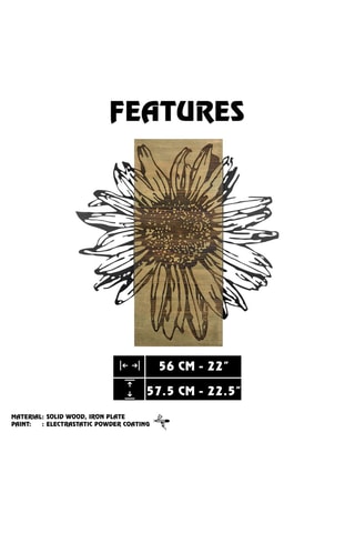 Decorazione da parete in legno - 56 x 57,5 cm - Neutro e nero