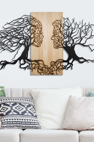 Decorazione da parete in legno - 92 x 57,5 cm - Neutro e nero