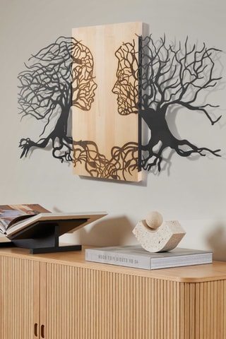 Decorazione da parete in legno - 92 x 57,5 cm - Neutro e nero