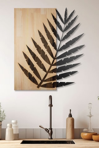 Decorazione da parete in legno - 50 x 57,5 cm - Neutro e nero