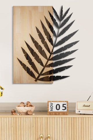 Decorazione da parete in legno - 50 x 57,5 cm - Neutro e nero