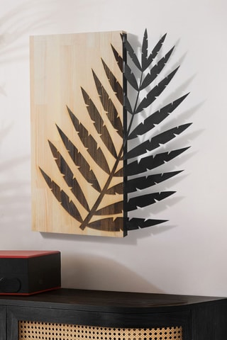 Decorazione da parete in legno - 50 x 57,5 cm - Neutro e nero