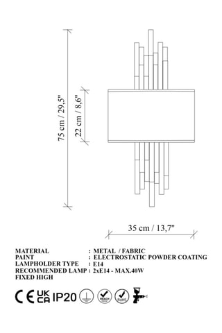Applique Axis - Dorato e bianco - 2 x 40 W