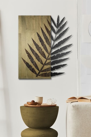 Decorazione da parete in legno - 50 x 57,5 cm - Verde scuro e nero