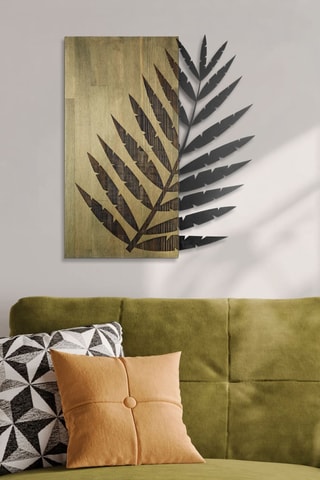 Decorazione da parete in legno - 50 x 57,5 cm - Verde scuro e nero