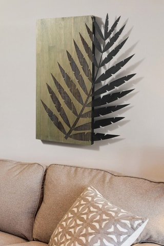 Decorazione da parete in legno - 50 x 57,5 cm - Verde scuro e nero