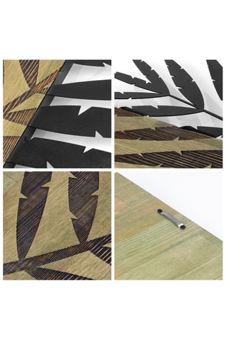 Decorazione da parete in legno - 50 x 57,5 cm - Verde scuro e nero
