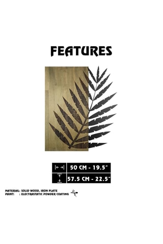 Decorazione da parete in legno - 50 x 57,5 cm - Verde scuro e nero