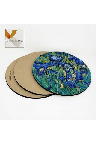 3 quadri “Iris”, “Le rive del fiume in primavera” di Vincent Van Gogh e “Les Fauves” di Mourlot - 3 x (30 x 30 cm)