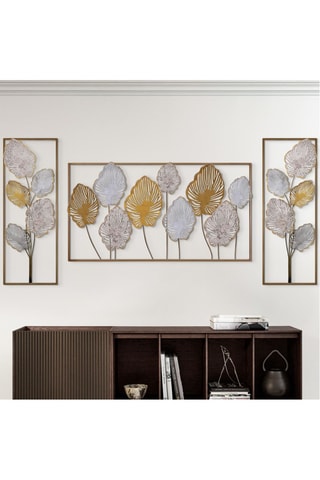 3 decorazioni da parete - 185 x 4 x 90 cm - Dorato e bianco