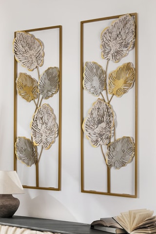 3 decorazioni da parete - 185 x 4 x 90 cm - Dorato e bianco