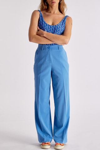 Pantaloni a vita alta Fara - Celeste