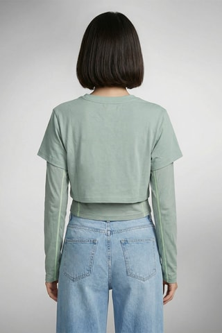 Crop top effetto trompe-l’œil Kaira - Verde acqua