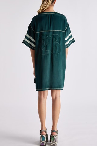 Vestido camiseta Nour - Verde esmeralda y crudo