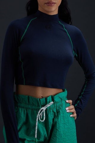 Camiseta cropped Celine - Azul noche
