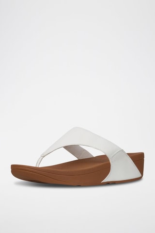 Tongs compensées en cuir Lulu Leather - Blanc