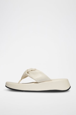 Tongs plateformes en cuir  - Beige