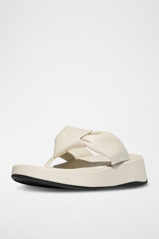 Tongs plateformes en cuir  - Beige