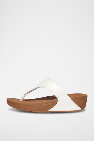 Tongs compensées en cuir Lulu Leather - Blanc