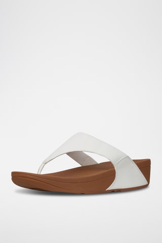 Tongs compensées en cuir Lulu Leather - Blanc