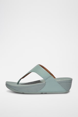 Tongs compensées en cuir Lulu Leather - Vert