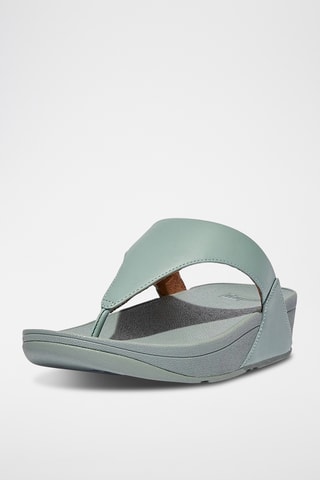Tongs compensées en cuir Lulu Leather - Vert