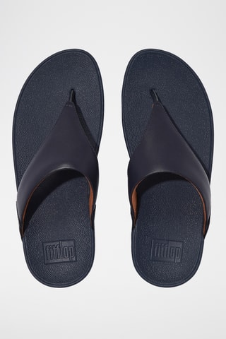 Tongs compensées en cuir Lulu Leather - Bleu marine