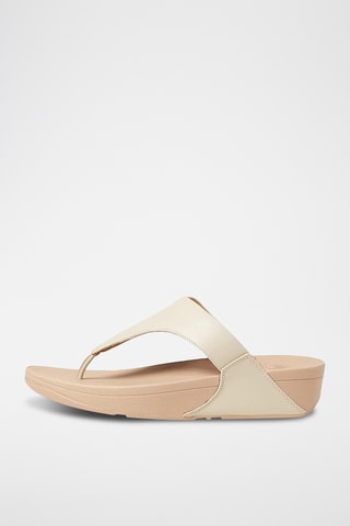 Tongs compensées en cuir Lulu Leather - Beige
