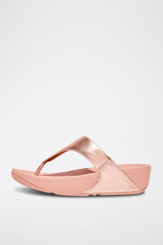 Tongs compensées en cuir Lulu Leather - Rose