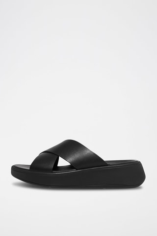 Mules compensées en cuir F-Mode - Noir