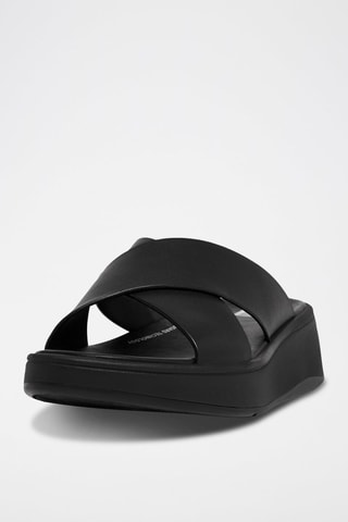 Mules compensées en cuir F-Mode - Noir