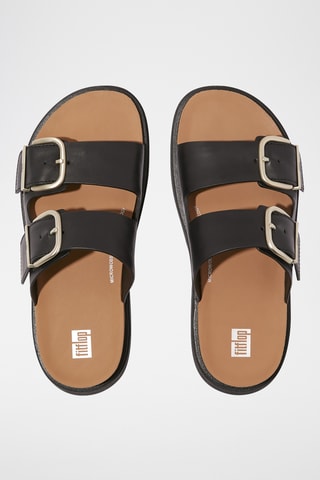 Mules compensées en cuir Microwobbleboard - Noir