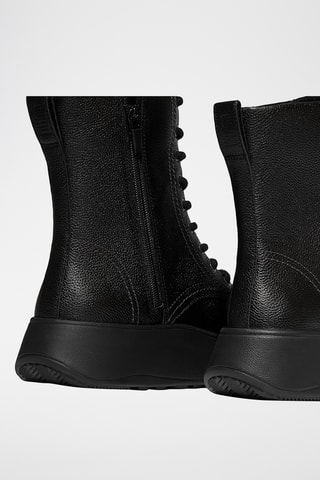 Bottines plateformes en cuir F-Mode Leather Lace-Up Flatform - Noir