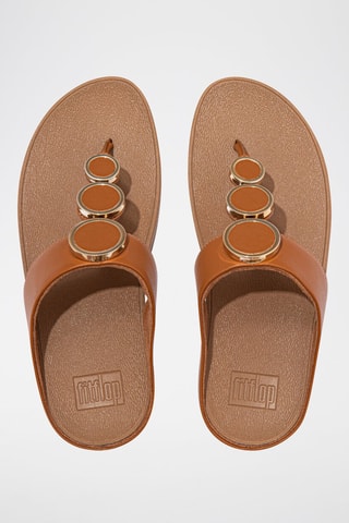 Tongs compensées en cuir - Camel