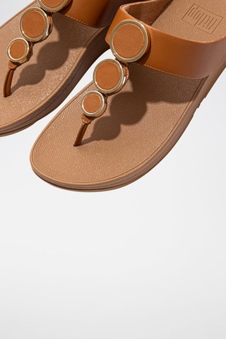 Tongs compensées en cuir - Camel