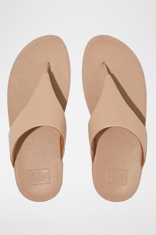 Tongs compensées en cuir Lulu - Beige