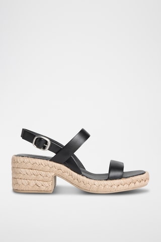 Sandales à talons en cuir - Noir
