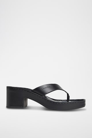 Sandales à talons en cuir - Noir