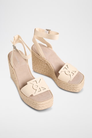 Sandales compensées en cuir nappa - Jaune