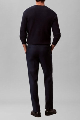 Pantalon slim en lin - Bleu marine