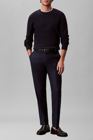 Pantalon slim en lin - Bleu marine