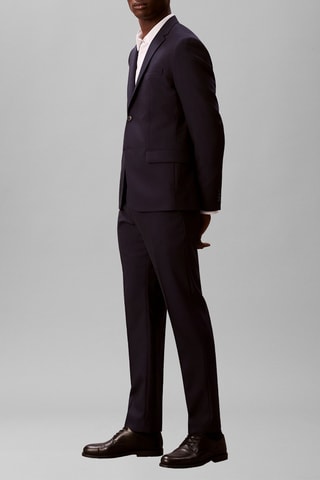 Pantalon slim en laine - Bleu nuit