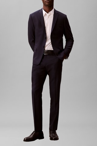 Pantalon slim en laine - Bleu nuit